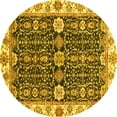 thumbnail image 1 of Ahgly Company Machine Washable Indoor Round Oriental Yellow Traditional Area Rugs, 8' Round, 1 of 4