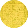 thumbnail image 1 of Ahgly Company Machine Washable Indoor Round Oriental Yellow Traditional Area Rugs, 8' Round, 1 of 4