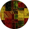 thumbnail image 1 of Ahgly Company Machine Washable Indoor Round Patchwork Yellow Transitional Area Rugs, 5' Round, 1 of 4