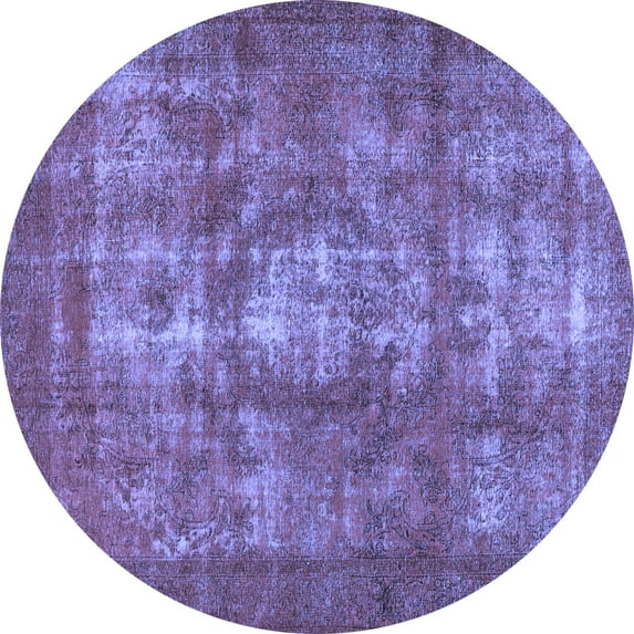 Ahgly Company Machine Washable Indoor Round Persian Blue Bohemian Area Rugs, 8' Round
