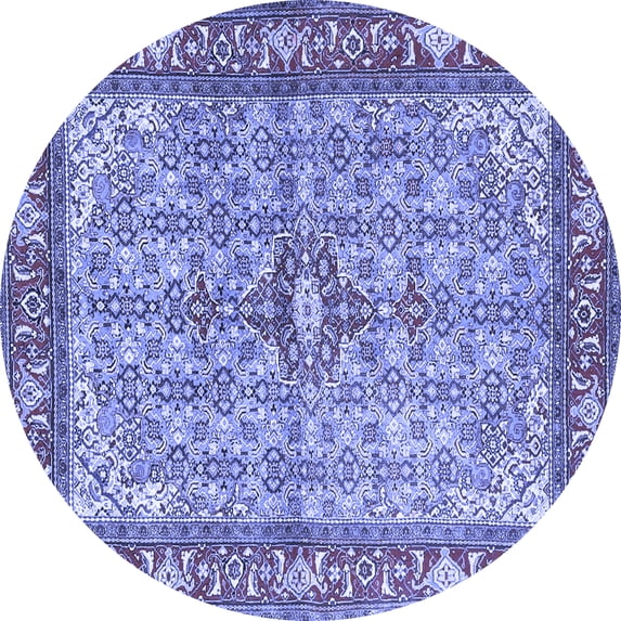 Ahgly Company Machine Washable Indoor Round Persian Blue Traditional Area Rugs, 3' Round