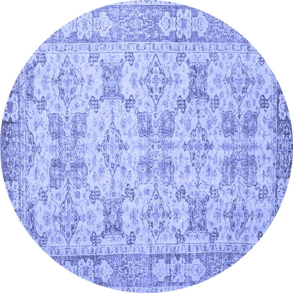Ahgly Company Machine Washable Indoor Round Persian Blue Traditional Area Rugs, 3' Round