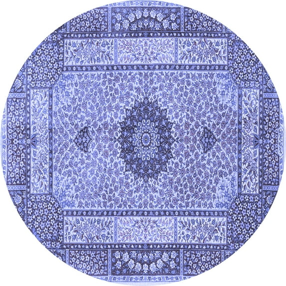 Ahgly Company Machine Washable Indoor Round Persian Blue Traditional Area Rugs, 3' Round