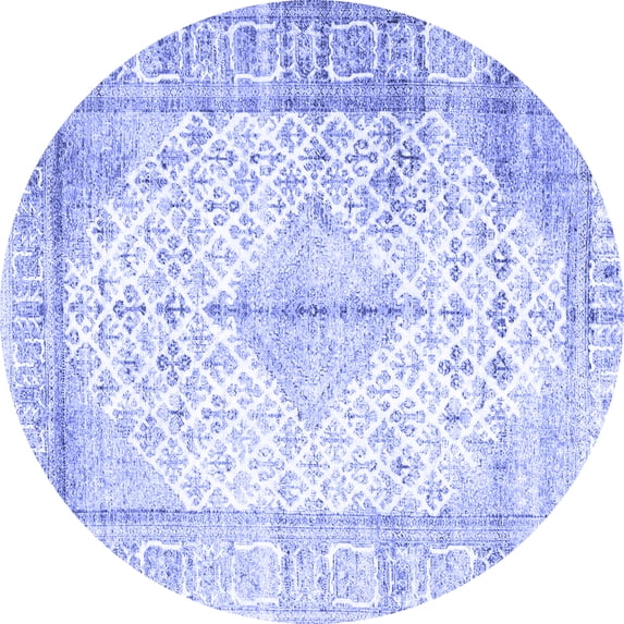 Ahgly Company Machine Washable Indoor Round Persian Blue Traditional Area Rugs, 3' Round