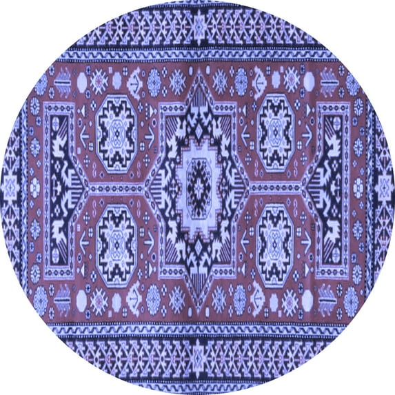 Ahgly Company Machine Washable Indoor Round Persian Blue Traditional Area Rugs, 3' Round