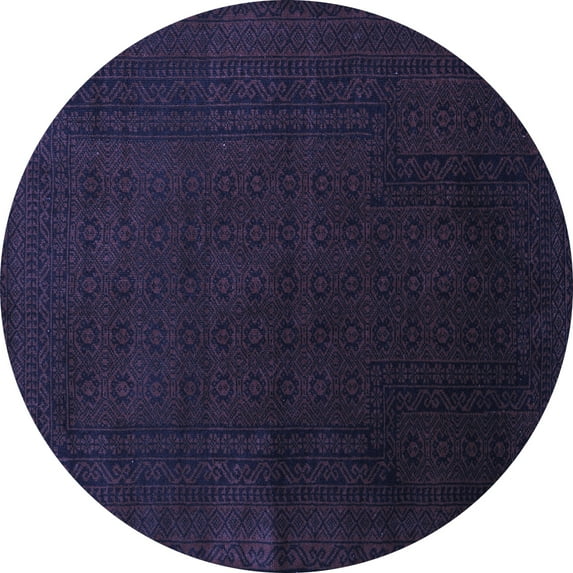 Ahgly Company Machine Washable Indoor Round Persian Blue Traditional Area Rugs, 3' Round