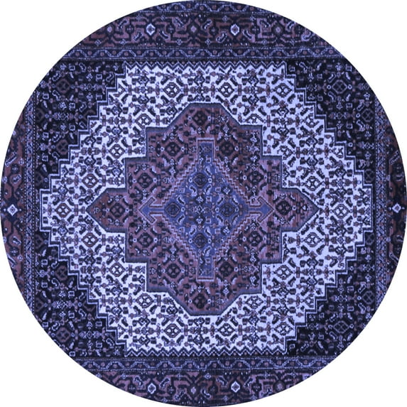 Ahgly Company Machine Washable Indoor Round Persian Blue Traditional Area Rugs, 4' Round