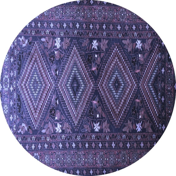 Ahgly Company Machine Washable Indoor Round Persian Blue Traditional Area Rugs, 4' Round
