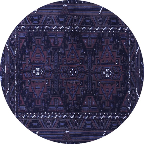 Ahgly Company Machine Washable Indoor Round Persian Blue Traditional Area Rugs, 5' Round