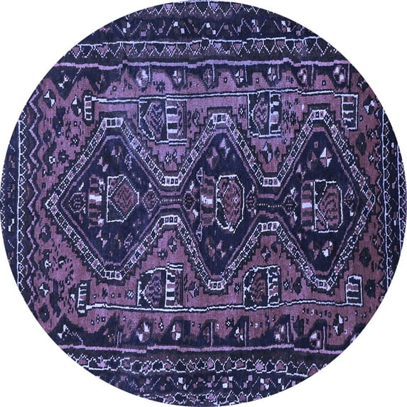 Ahgly Company Machine Washable Indoor Round Persian Blue Traditional Area Rugs, 5' Round