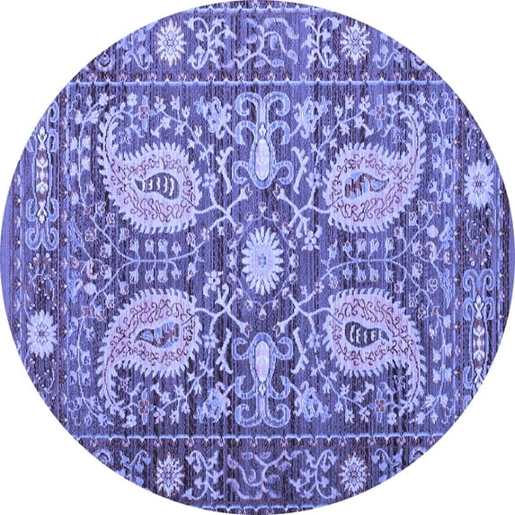 Ahgly Company Machine Washable Indoor Round Persian Blue Traditional Area Rugs, 5' Round