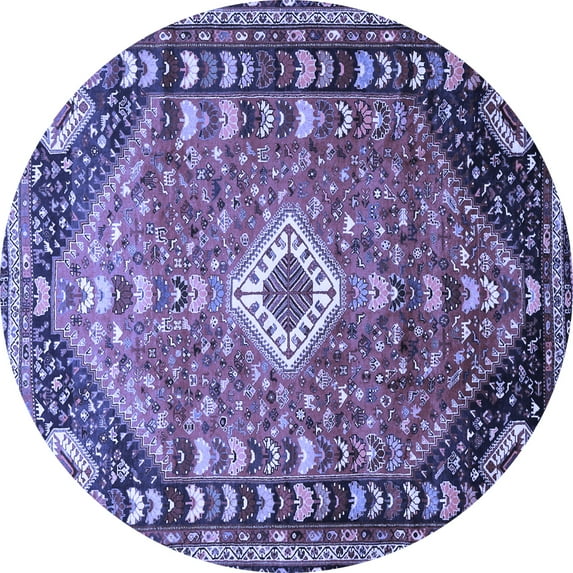 Ahgly Company Machine Washable Indoor Round Persian Blue Traditional Area Rugs, 6' Round