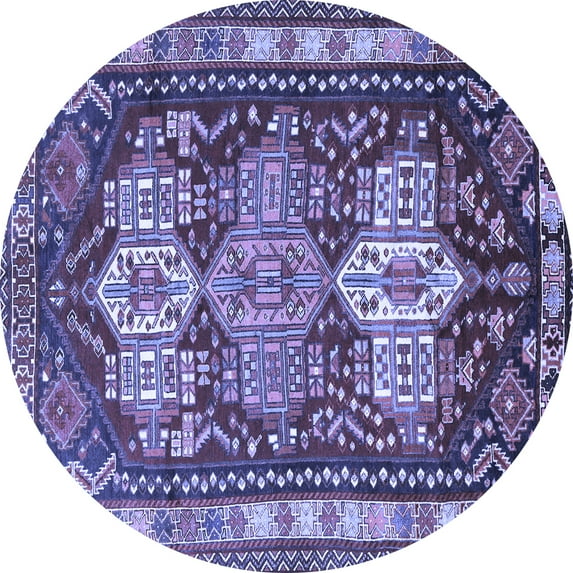 Ahgly Company Machine Washable Indoor Round Persian Blue Traditional Area Rugs, 7' Round