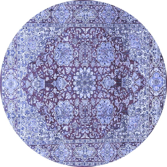 Ahgly Company Machine Washable Indoor Round Persian Blue Traditional Area Rugs, 7' Round