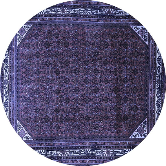 Ahgly Company Machine Washable Indoor Round Persian Blue Traditional Area Rugs, 8' Round