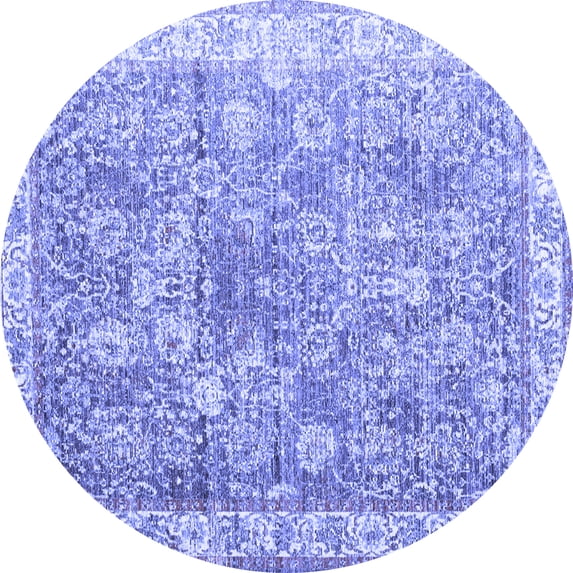 Ahgly Company Machine Washable Indoor Round Persian Blue Traditional Area Rugs, 8' Round