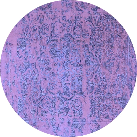 Ahgly Company Machine Washable Indoor Round Persian Blue Traditional Area Rugs, 8' Round