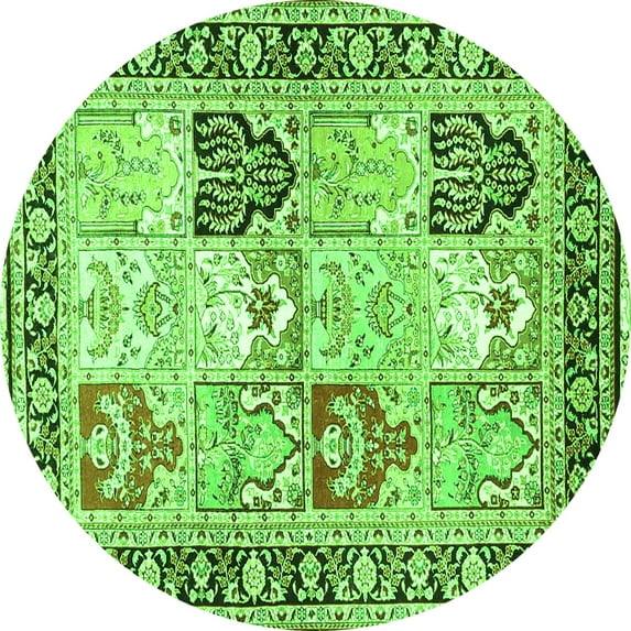 Ahgly Company Machine Washable Indoor Round Persian Green Traditional Area Rugs, 5' Round