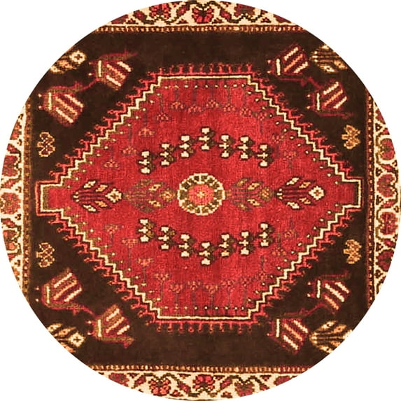 Ahgly Company Machine Washable Indoor Round Persian Orange Traditional Area Rugs, 3' Round