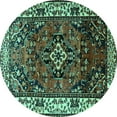 thumbnail image 1 of Ahgly Company Machine Washable Indoor Round Persian Turquoise Blue Traditional Area Rugs, 3' Round, 1 of 4