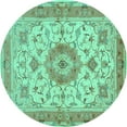 thumbnail image 1 of Ahgly Company Machine Washable Indoor Round Persian Turquoise Blue Traditional Area Rugs, 3' Round, 1 of 4