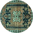 thumbnail image 1 of Ahgly Company Machine Washable Indoor Round Persian Turquoise Blue Traditional Area Rugs, 3' Round, 1 of 4