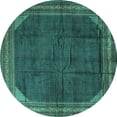 thumbnail image 1 of Ahgly Company Machine Washable Indoor Round Persian Turquoise Blue Traditional Area Rugs, 4' Round, 1 of 4