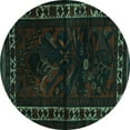 thumbnail image 1 of Ahgly Company Machine Washable Indoor Round Persian Turquoise Blue Traditional Area Rugs, 4' Round, 1 of 4