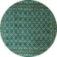 thumbnail image 1 of Ahgly Company Machine Washable Indoor Round Persian Turquoise Blue Traditional Area Rugs, 4' Round, 1 of 4