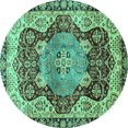 thumbnail image 1 of Ahgly Company Machine Washable Indoor Round Persian Turquoise Blue Traditional Area Rugs, 5' Round, 1 of 4