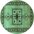 thumbnail image 1 of Ahgly Company Machine Washable Indoor Round Persian Turquoise Blue Traditional Area Rugs, 5' Round, 1 of 4