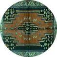 thumbnail image 1 of Ahgly Company Machine Washable Indoor Round Persian Turquoise Blue Traditional Area Rugs, 5' Round, 1 of 4