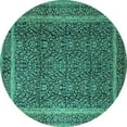 thumbnail image 1 of Ahgly Company Machine Washable Indoor Round Persian Turquoise Blue Traditional Area Rugs, 5' Round, 1 of 4