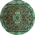 thumbnail image 1 of Ahgly Company Machine Washable Indoor Round Persian Turquoise Blue Traditional Area Rugs, 5' Round, 1 of 4