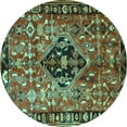 thumbnail image 1 of Ahgly Company Machine Washable Indoor Round Persian Turquoise Blue Traditional Area Rugs, 5' Round, 1 of 4