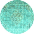 thumbnail image 1 of Ahgly Company Machine Washable Indoor Round Persian Turquoise Blue Traditional Area Rugs, 5' Round, 1 of 4