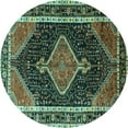 thumbnail image 1 of Ahgly Company Machine Washable Indoor Round Persian Turquoise Blue Traditional Area Rugs, 6' Round, 1 of 4