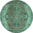 thumbnail image 1 of Ahgly Company Machine Washable Indoor Round Persian Turquoise Blue Traditional Area Rugs, 6' Round, 1 of 4