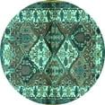 thumbnail image 1 of Ahgly Company Machine Washable Indoor Round Persian Turquoise Blue Traditional Area Rugs, 7' Round, 1 of 4