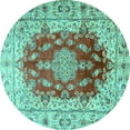 thumbnail image 1 of Ahgly Company Machine Washable Indoor Round Persian Turquoise Blue Traditional Area Rugs, 7' Round, 1 of 4
