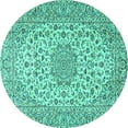 thumbnail image 1 of Ahgly Company Machine Washable Indoor Round Persian Turquoise Blue Traditional Area Rugs, 7' Round, 1 of 4