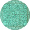 thumbnail image 1 of Ahgly Company Machine Washable Indoor Round Persian Turquoise Blue Traditional Area Rugs, 7' Round, 1 of 4