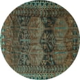 thumbnail image 1 of Ahgly Company Machine Washable Indoor Round Persian Turquoise Blue Traditional Area Rugs, 7' Round, 1 of 4