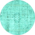 thumbnail image 1 of Ahgly Company Machine Washable Indoor Round Persian Turquoise Blue Traditional Area Rugs, 8' Round, 1 of 4