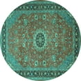 thumbnail image 1 of Ahgly Company Machine Washable Indoor Round Persian Turquoise Blue Traditional Area Rugs, 8' Round, 1 of 4