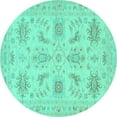 thumbnail image 1 of Ahgly Company Machine Washable Indoor Round Persian Turquoise Blue Traditional Area Rugs, 8' Round, 1 of 4