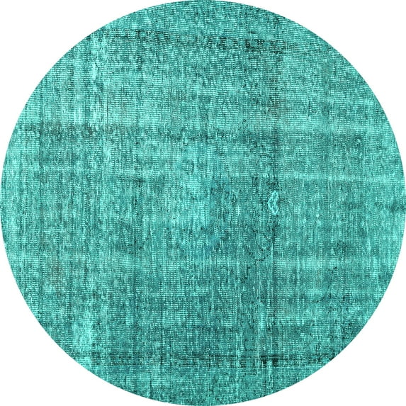 Ahgly Company Machine Washable Indoor Round Persian Turquoise Blue Traditional Area Rugs, 8' Round