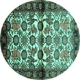 thumbnail image 1 of Ahgly Company Machine Washable Indoor Round Persian Turquoise Blue Traditional Area Rugs, 8' Round, 1 of 4