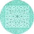 thumbnail image 1 of Ahgly Company Machine Washable Indoor Round Persian Turquoise Blue Traditional Area Rugs, 8' Round, 1 of 4