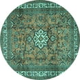 thumbnail image 1 of Ahgly Company Machine Washable Indoor Round Persian Turquoise Blue Traditional Area Rugs, 8' Round, 1 of 4